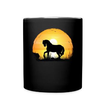 Coucher de soleil - Poney Horse - Mug uni - noir - Devant