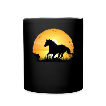 Sonnenuntergang - Quarter Horse - Tasse einfarbig - Schwarz - Vorne