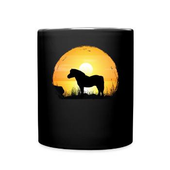 Coucher de soleil - Shetland Pony Horse - Mug uni - noir - Devant
