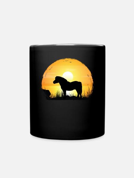 Sonnenuntergang - Shetlandponypferd - Tasse einfarbig - Schwarz
