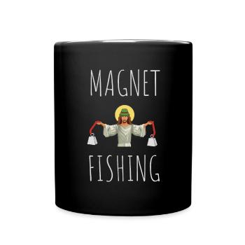 Magnet Fishing Magnet Fisher Fisherman - Tasse einfarbig - Schwarz - Vorne