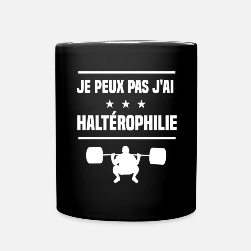 Je Peux Pas J'ai haltérophilie humour haltérophile - Mug uni - noir