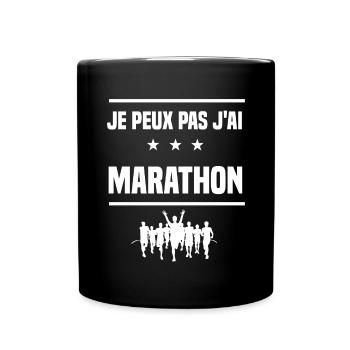 Je Peux Pas J'ai marathon humour coureur - Mug uni - noir - Devant