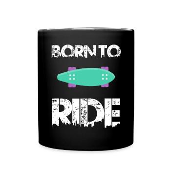 né pour rouler born to ride skateboard skate - Mug uni - noir - Devant