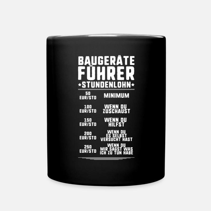 Baugeräteführer Kranführer Baggerfahrer Baugeräte - Tasse einfarbig - Schwarz