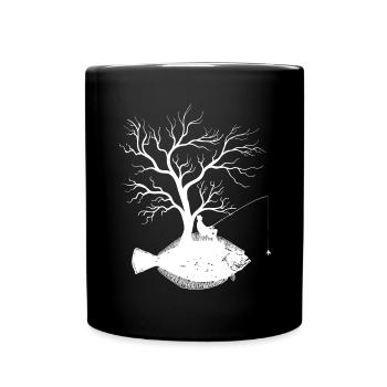 Grafikbaum - Fischfluss - Tasse einfarbig - Schwarz - Vorne