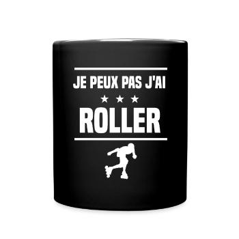 Je Peux Pas J'ai roller humour patineur - Mug uni - noir - Devant