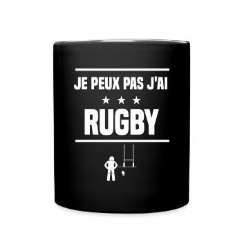 Je Peux Pas J'ai rugby sport humour rugbyman - Mug uni - noir - Devant