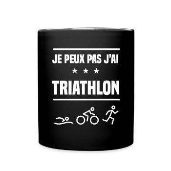 Je Peux Pas J'ai triathlon humour triathlète - Mug uni - noir - Devant