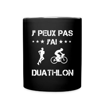 Je peux pas j'ai duathlon cadeau duathlète - Mug uni - noir - Devant