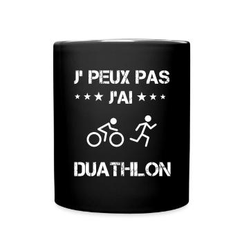 Je peux pas j'ai duathlon sport cadeau duathlète - Mug uni - noir - Devant