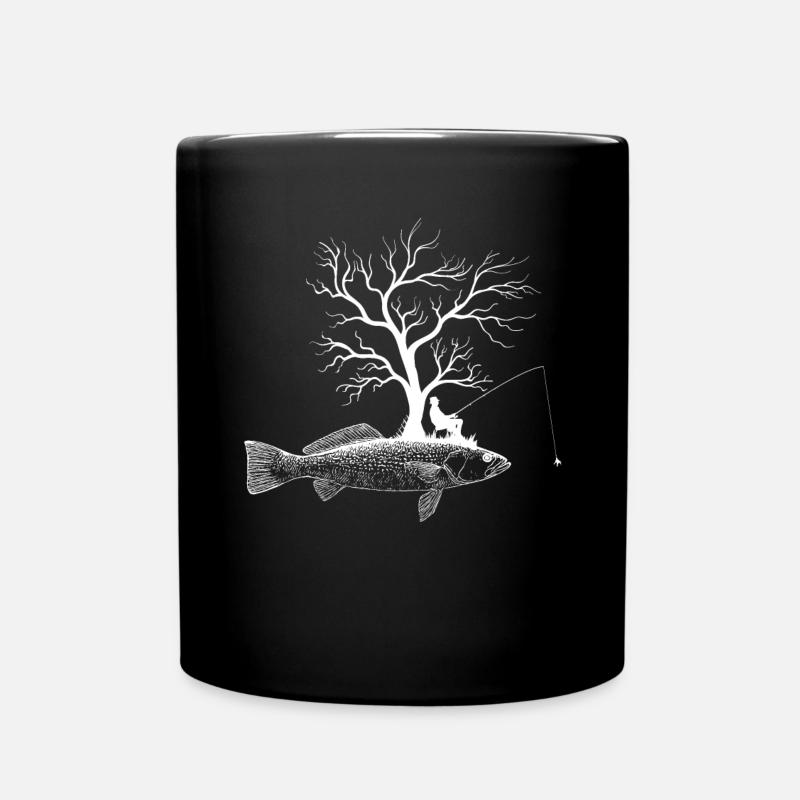 Grafikbaum - Fischgefleckte Meerforelle - Tasse einfarbig - Schwarz