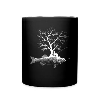 Grafischer Baum - Fisch-gestreifter Barsch - Tasse einfarbig - Schwarz - Vorne