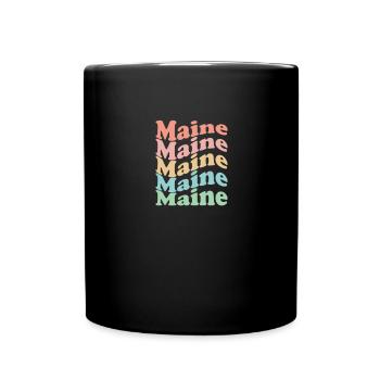 Vintage 70s Hippie USA State - Retro Maine - Full Colour Mug - black - Front