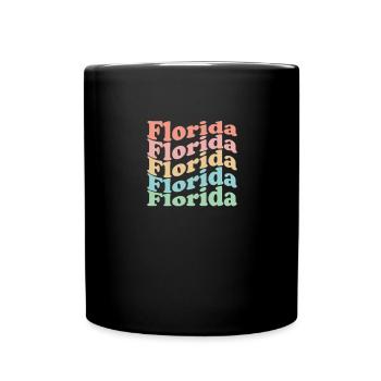 Vintage 70s Hippie USA State - Retro Florida - Full Colour Mug - black - Front