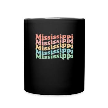 Vintage 70s Hippie USA State - Retro Mississippi - Full Colour Mug - black - Front