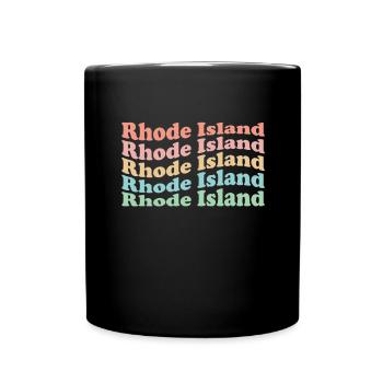 Vintage 70s Hippie USA State - Retro Rhode Island - Full Colour Mug - black - Front