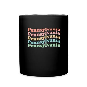 Vintage 70s Hippie USA State - Retro Pennsylvania - Full Colour Mug - black - Front