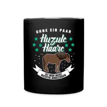 Huzule Reiter Pferd - Tasse einfarbig - Schwarz - Vorne