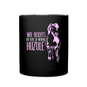 Huzule Spruch mit Pferd - Tasse einfarbig - Schwarz - Vorne