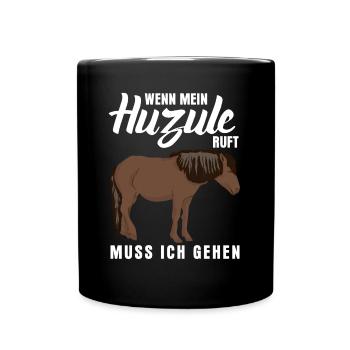 Huzule Witz mit Pferd für Reiter - Tasse einfarbig - Schwarz - Vorne