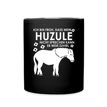 Huzule Spruch mit Pferd für Reiter - Tasse einfarbig - Schwarz - Vorne