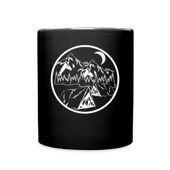 Mountain Sports Hiking Moon Forest Camping - Full Colour Mug - black - Front