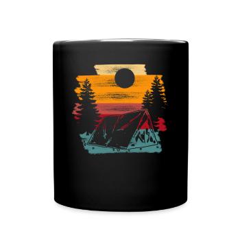 Outdoor Wandern Retro Wald Camping - Tasse einfarbig - Schwarz - Vorne