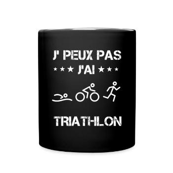Je peux pas j'ai triathlon cadeau triathlète - Mug uni - noir - Devant