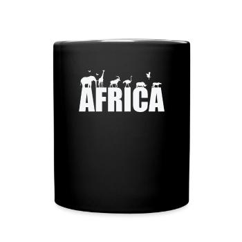 Afrika Tiere Elefant Giraffe Safari Kontinent - Tasse einfarbig - Schwarz - Vorne