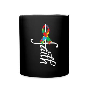 Ribbon Autism Awareness - Full Colour Mug - black - Front