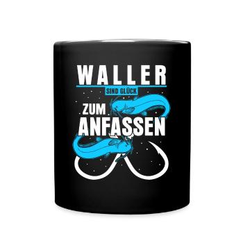 Angeln Waller Fisch Angler Fischer - Tasse einfarbig - Schwarz - Vorne
