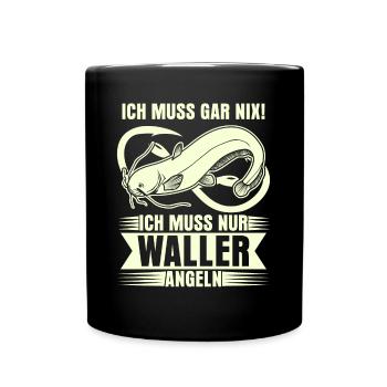 Angeln Waller Fischer Fisch Angler - Tasse einfarbig - Schwarz - Vorne