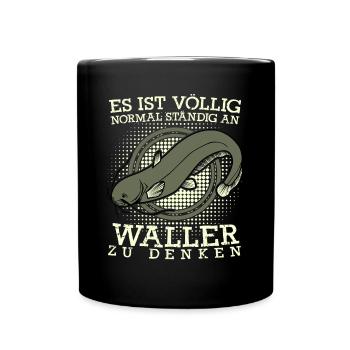 Angler Waller Angeln Fischen Fischer - Tasse einfarbig - Schwarz - Vorne