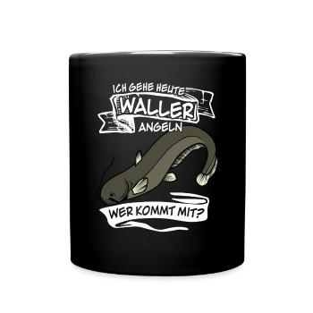 Waller Angeln Fischer Fisch Angler - Tasse einfarbig - Schwarz - Vorne