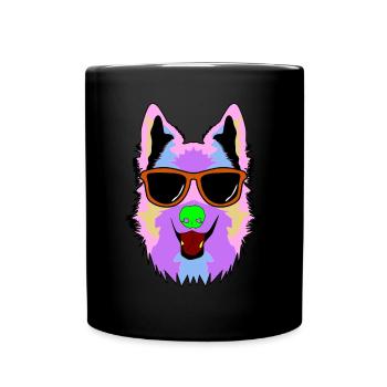 Berger blanc avec lunettes de soleil - Mug uni - noir - Devant