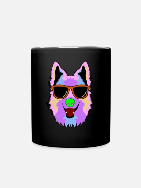 Berger blanc avec lunettes de soleil - Mug uni - noir