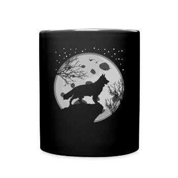 White Shepherd Moon Shepherd Dogs - Full Colour Mug - black - Front
