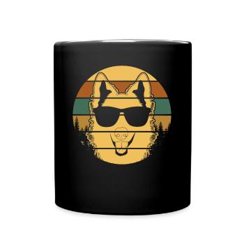 Weisser Schäferhund Sonnenbrille - Tasse einfarbig - Schwarz - Vorne