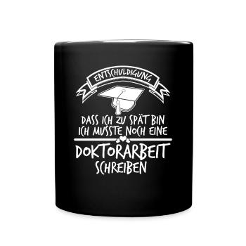 Doktortitel Doktorarbeit Doktorhut - Tasse einfarbig - Schwarz - Vorne