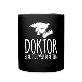 Doktortitel Doktorhut Doktorarbeit - Tasse einfarbig - Schwarz - Vorne
