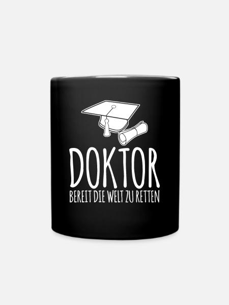 Doktortitel Doktorhut Doktorarbeit - Tasse einfarbig - Schwarz