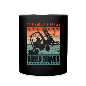 Bester Gabelstapler-Rodeo-Fahrer - Lustiger - Tasse einfarbig - Schwarz - Vorne