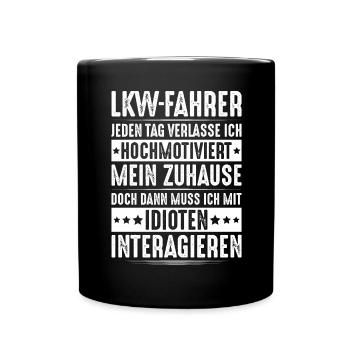 LKW-Fahrer Fernfahrer Berufskraftfahrer Trucker - Tasse einfarbig - Schwarz - Vorne