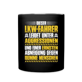 LKW-Fahrer Fernfahrer Berufskraftfahrer Trucker - Tasse einfarbig - Schwarz - Vorne