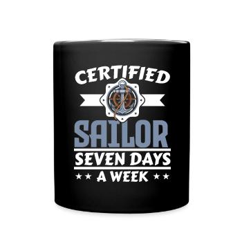 Bateau certifié sept jours sur sept - Mug uni - noir - Devant