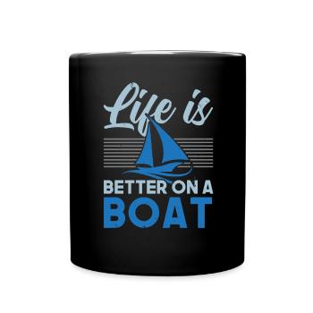 La vie est meilleure sur un bateau Nautisc - Mug uni - noir - Devant