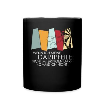 Darts Dartpfeil Dartspieler Dartscheibe - Tasse einfarbig - Schwarz - Vorne