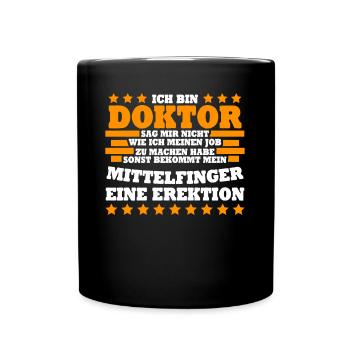 Doktortitel Doktorarbeit Doktor - Tasse einfarbig - Schwarz - Vorne
