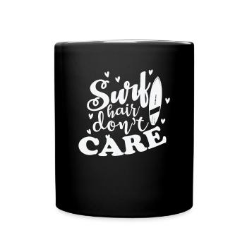 Surf Hair don't Care Surfing Surfboard - Full Colour Mug - black - Front
